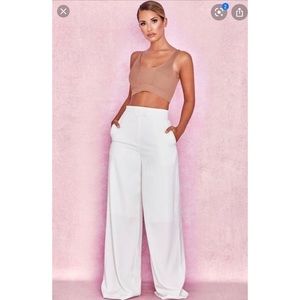 White wide leg pants
